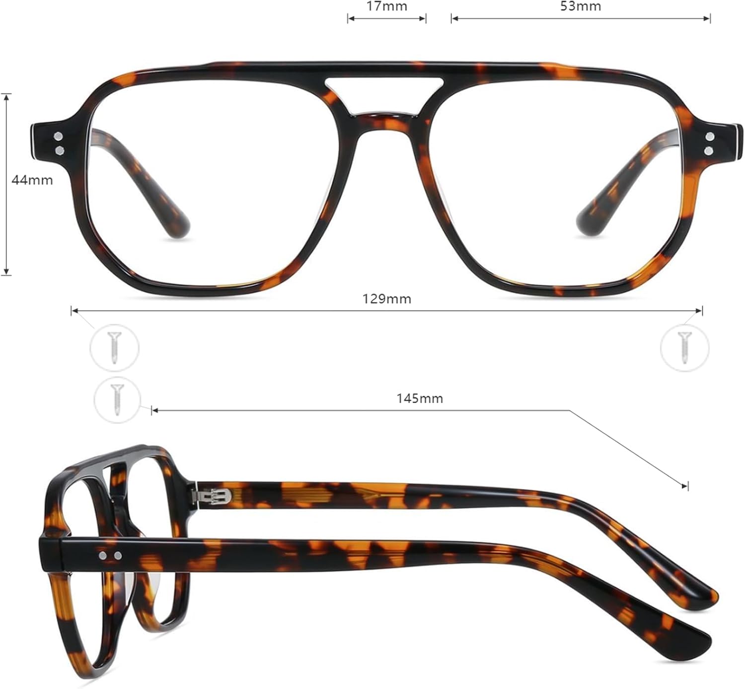 Firmoo Aviator Blue Light Glasses for Women, Vintage Blue Light Blocking Glasses for Computer, TV, Square Acetate Glasses - Image 5