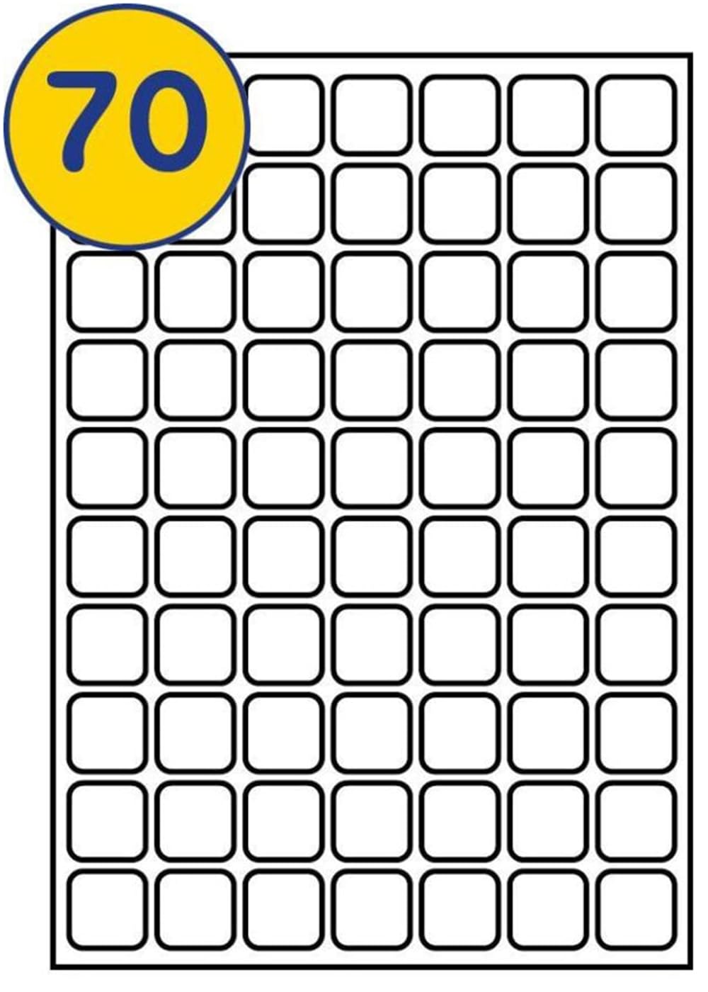 LABELS4U 50 Sheets A4, 70 Labels per Sheet, Size 25 x 25mm (3500 Labels)