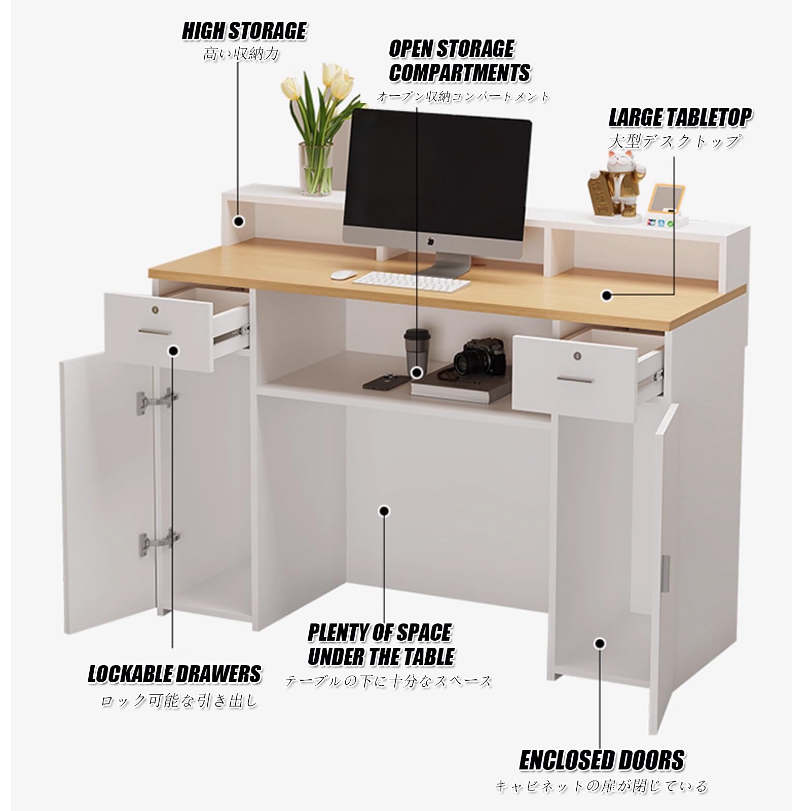 Moderno e compatto banco di ricezione salvaspazio per ufficio per salone di bellezza elegante hall cassa mobili altezza 120 cm/47 pollici perfetto per piccoli spazi