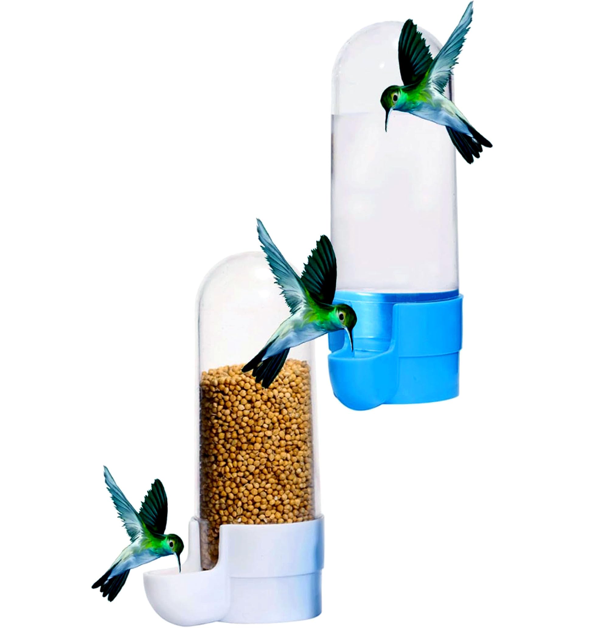 Woofy Automatic Bird Feeder and Drinker Set Plastic Bird Seed and Water Dispensers 200ml Capacity for Small Animal Food Dispenser Cage Accessories Pack of 2 Pcs-image-13
