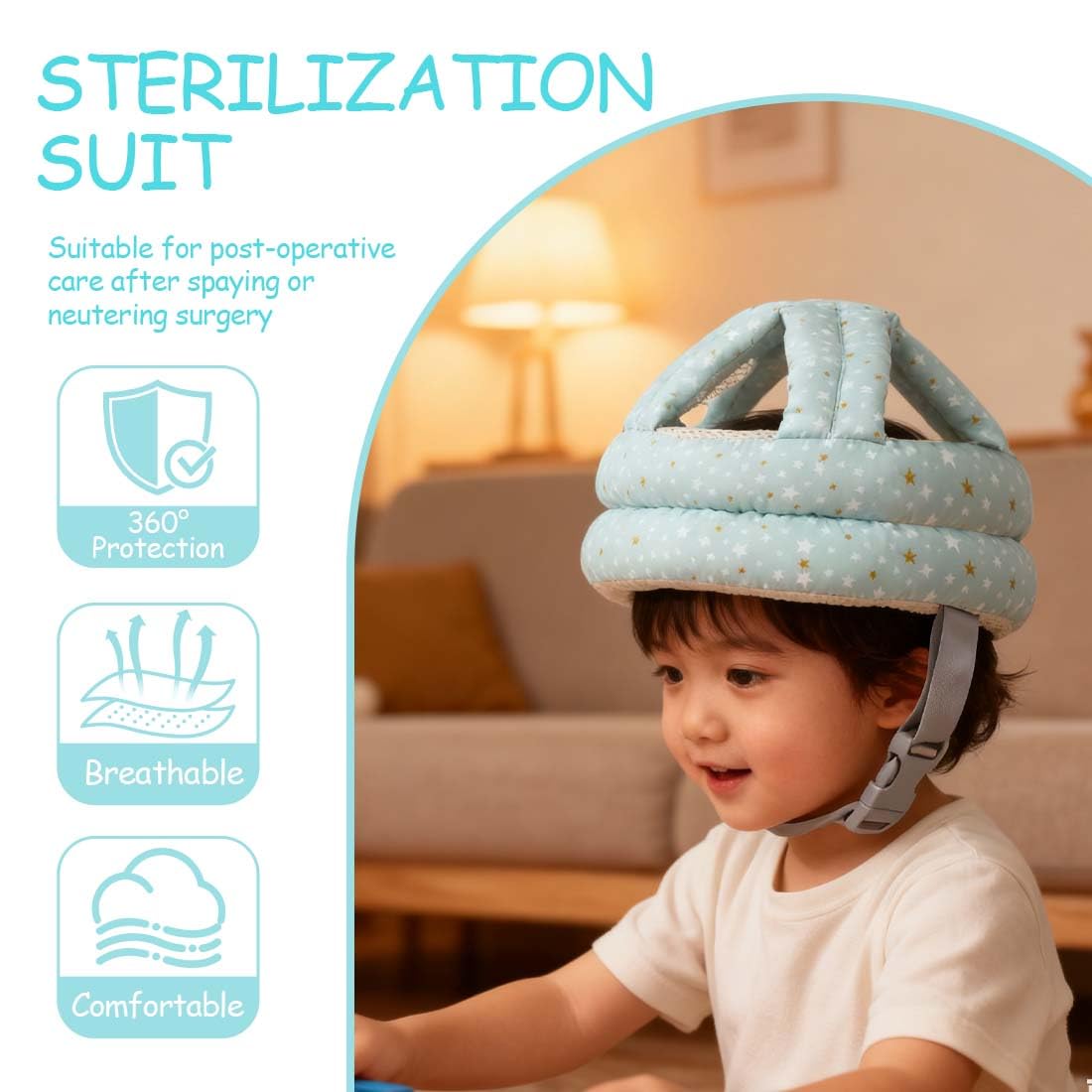 Casco Neonato Primi Passi Regolabile Sicurezza per Bambini 6-24 mesi Anticaduta Traspirante
