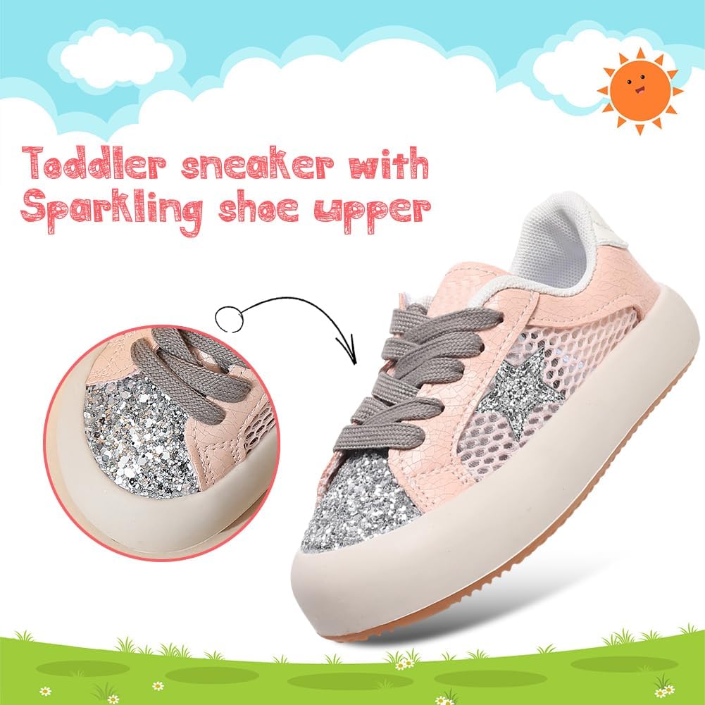 Girls Sneakers Glitter Tennis Shoes Lightweight Non-Slip Running Walking Shoes for Toddler/Little Kid/Big Kid - Image 5