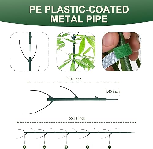 Miniatura 2 de Paquete de 5 soportes apilables para plantas Monstera, estacas para plantas de interior y exterior, estacas de jardín para plantas trepadoras y