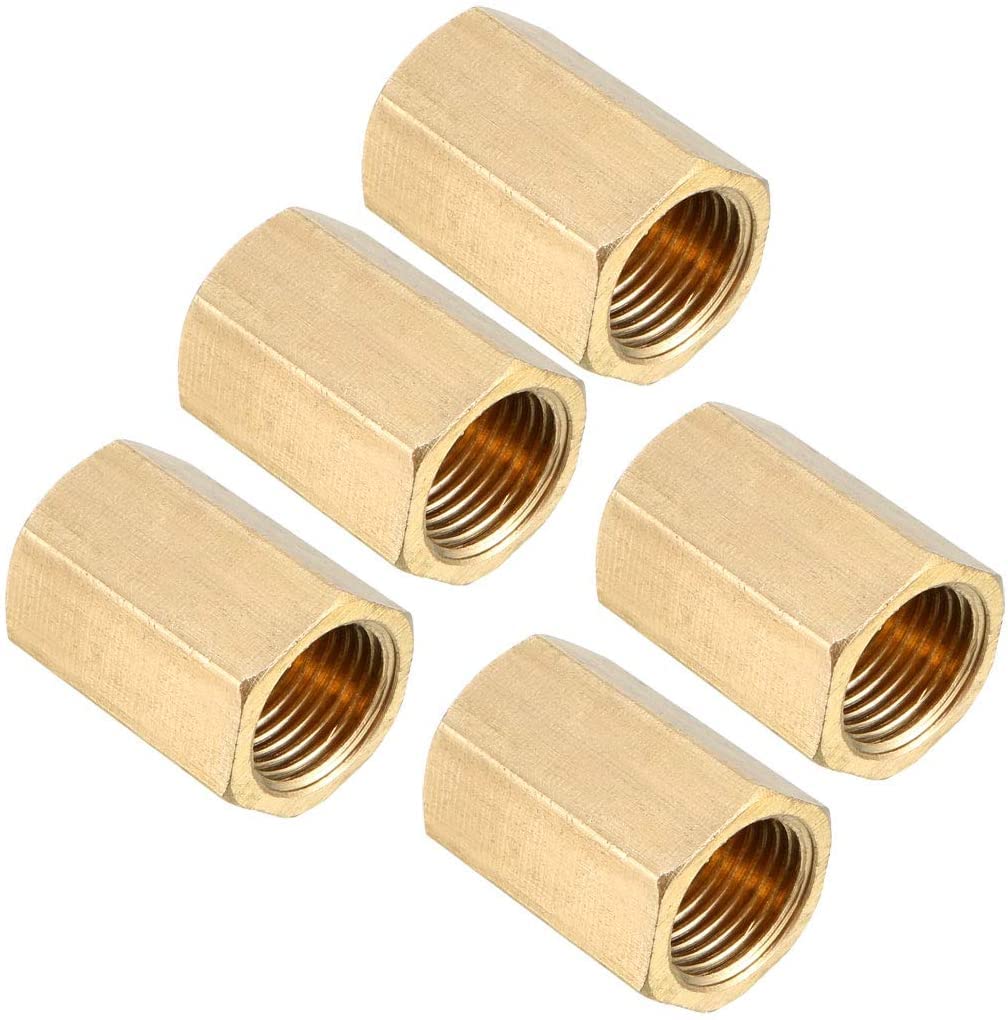 XYWHPGV Brass Pipe Fitting, Coupling, 1/8 PT Female Thread Straight Hex Rod Adapter 5pcs(47f89 4512b 694fa f371b 321de 33667