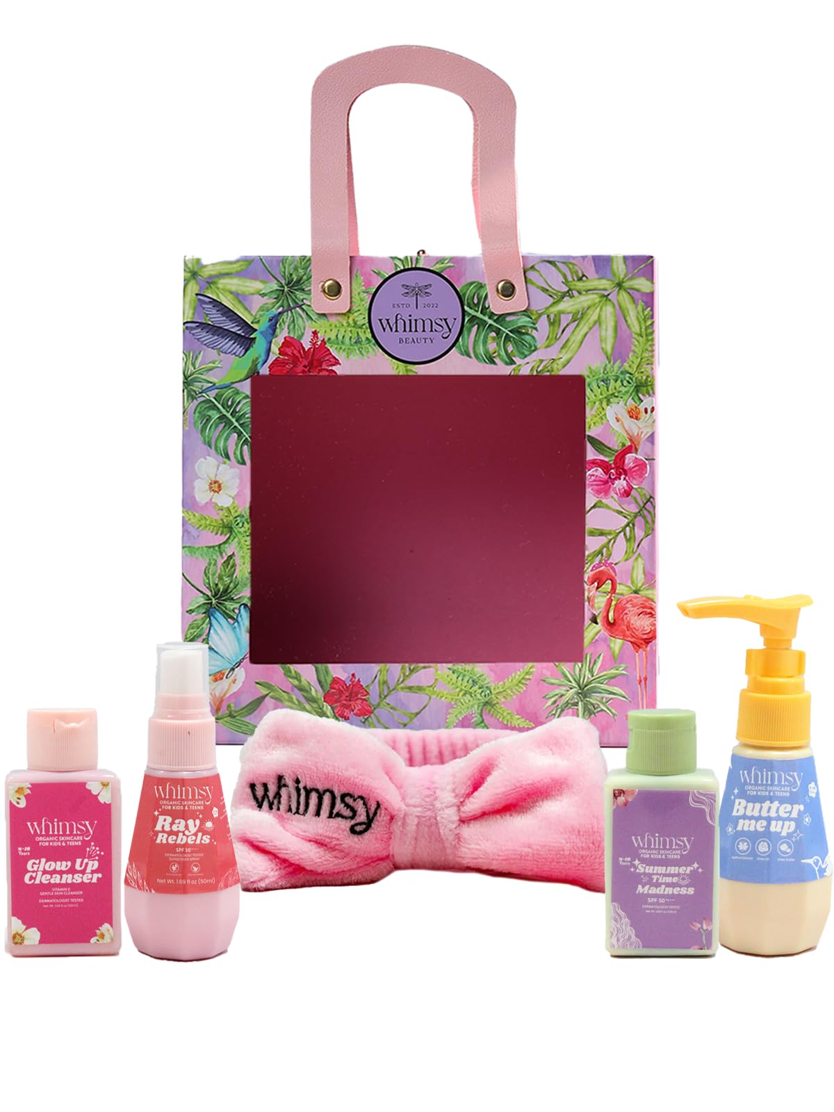 Whimsy Beauty Mini Skin Care Kit (Pack of 5) | Butter Me Moisturizer, Glow Up Cleanser, Sunscreen, Ray Rebel Spray & Hairband for Kids & Pre-Teens-picture-10