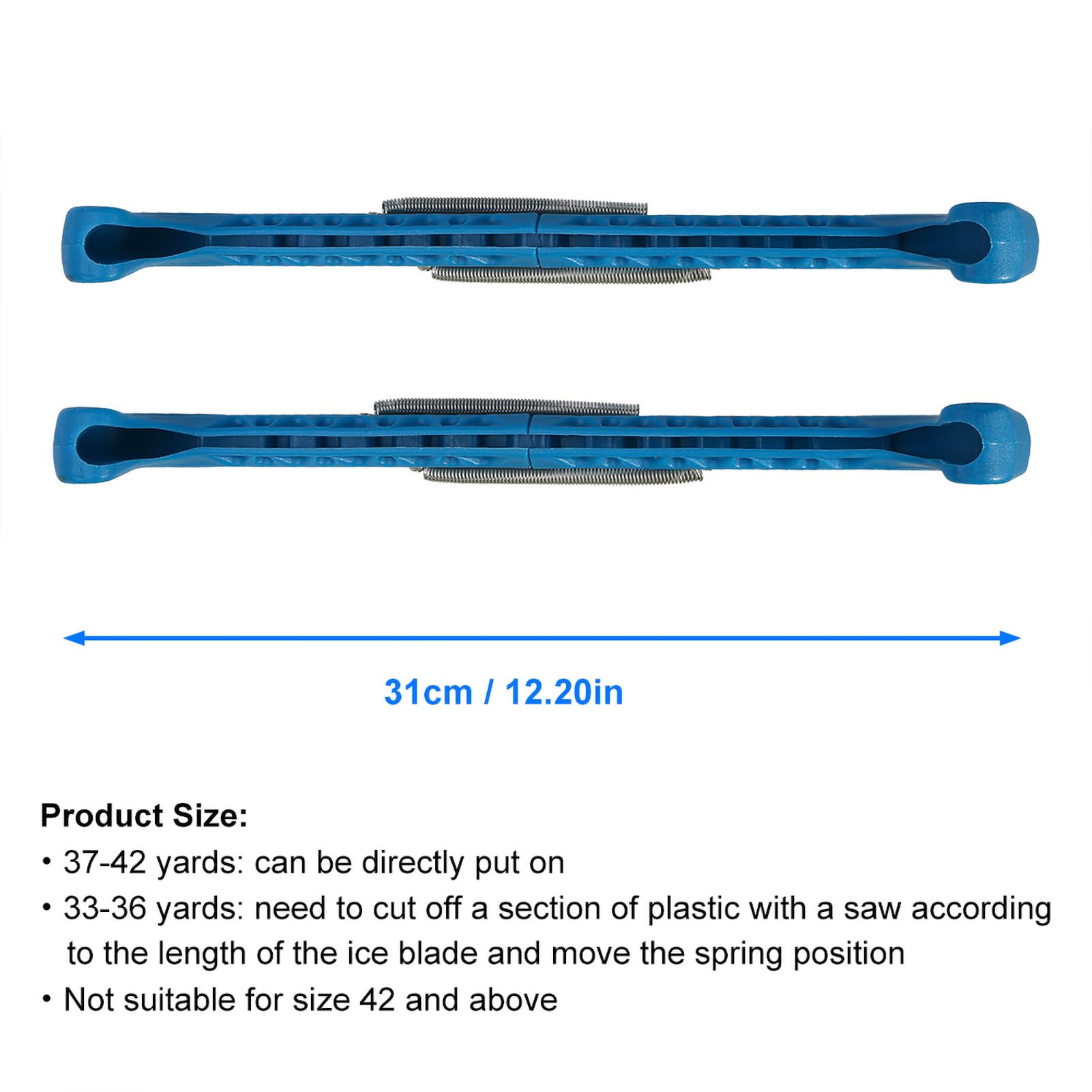 Cross Skate Guards, 1 Pair 7 Colors Plastic Hockey Shoe Blade Covers Ice Skating Protector Ice Skate Guards with Adjustable Spring (Blue)