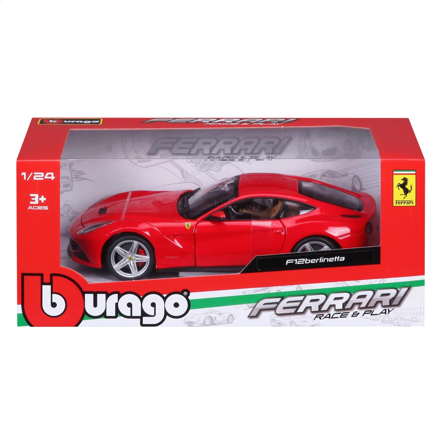 Bburago 26007R - Ferrari F12 Berlinetta (asortyment czerwonych i żółtych)