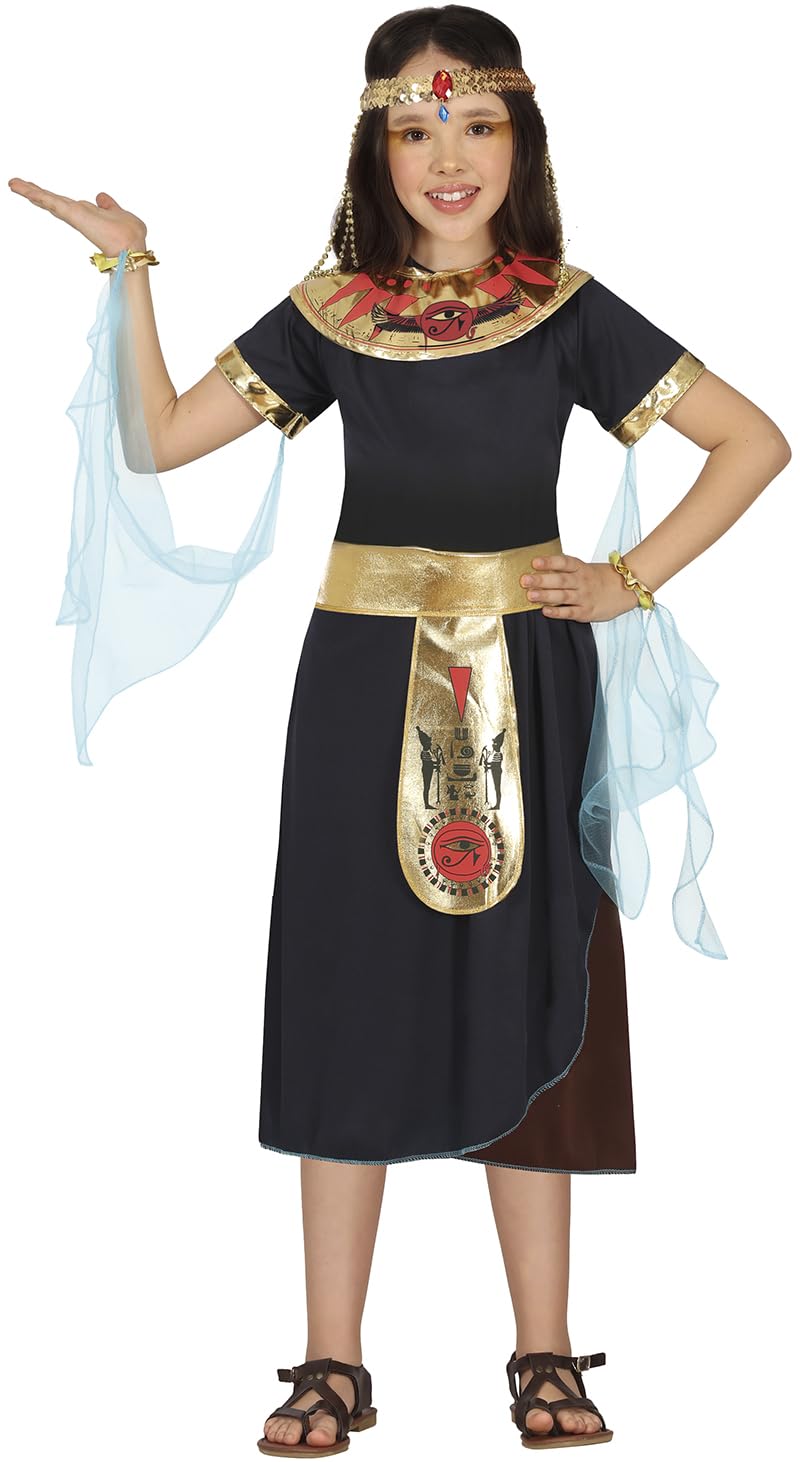 FIESTAS GUIRCA Cleopatra Girls Fancy Dress Costume - Black and Golden Egyptian Queen Kids Fancy Dress Costumes Girls 3-4 years