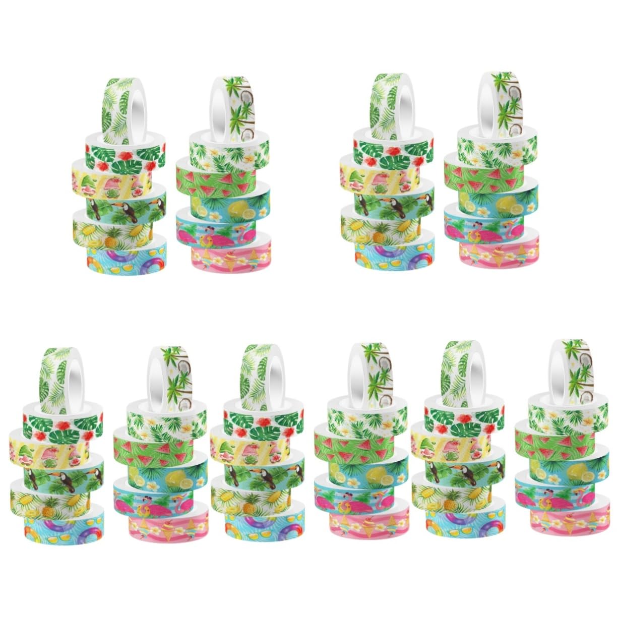 Operitacx 60rollos Cinta Washi Adhesiva Decorativa Para Scrapbooking y Manualidades Cinta De Decoración Para Diarios y Proyectos Diseño De Flamencos Verde
