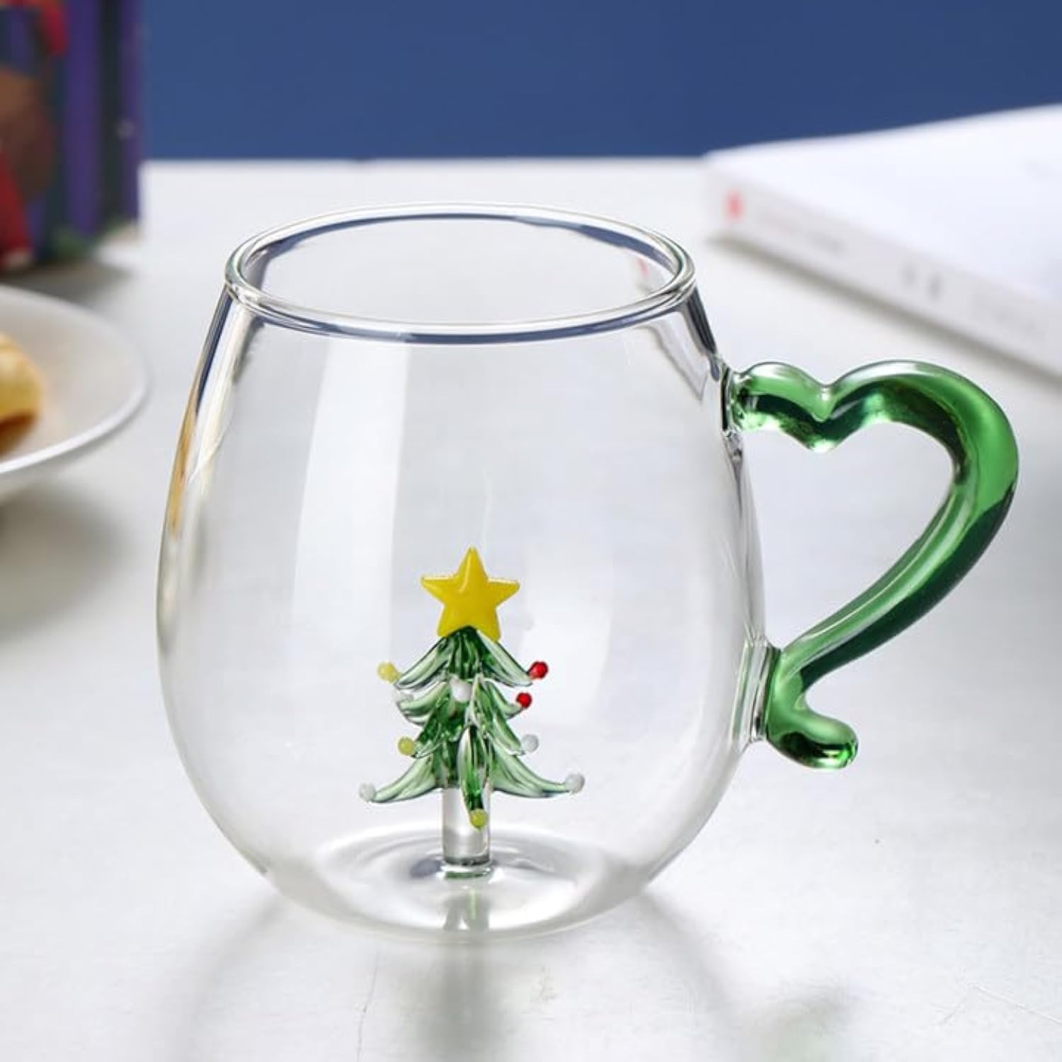 Tazze Di Vetro Natalizie A Forma Di Albero Di Natale, Bicchieri Per Whisky E Bevande 300 Ml, In Vetro Borosilicato, Verdi, Regalo Festivo - 3