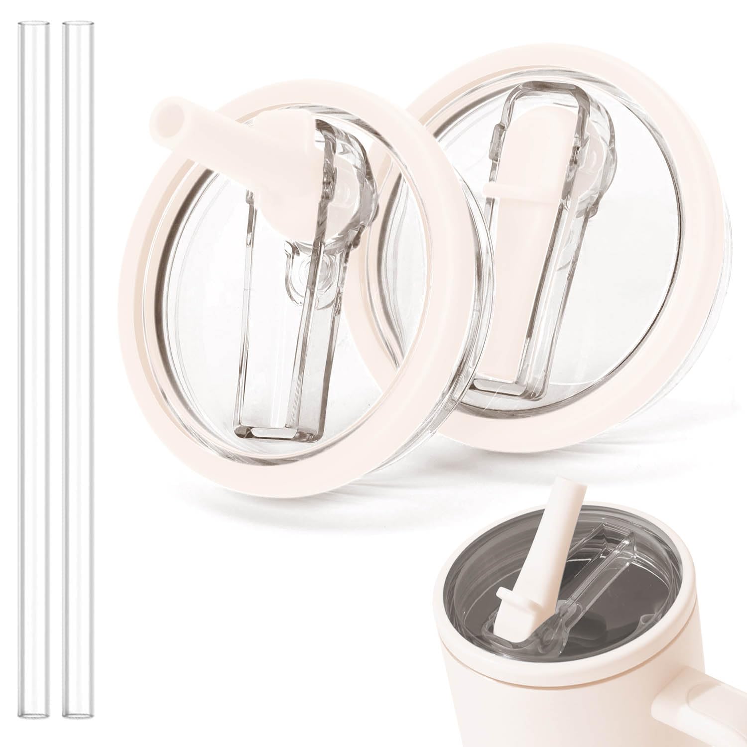 TIZHJOZI Flip Straw Lid Replacement for Stanley Quencher 30 OZ Tumbler - 2Pcs Leak Proof Cup Lids with Straw, Spill Proof Tumbler Cover Compatible