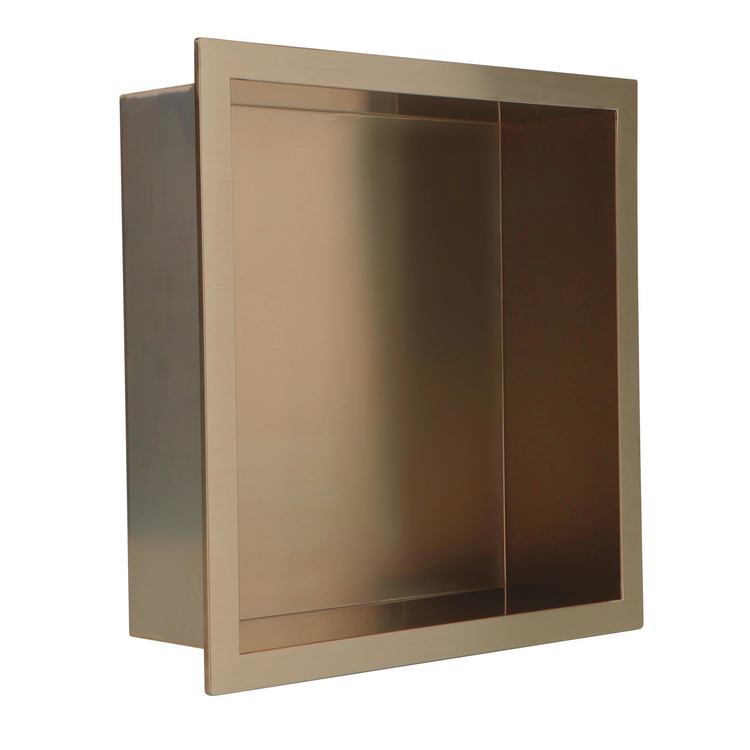 NWT Direct 300 x 300mm Brushed Bronze Stainless Steel Shower Niche Square Pre-Built Wetroom Shower Shelving 100% Waterproof Easy Installation Pre-Built