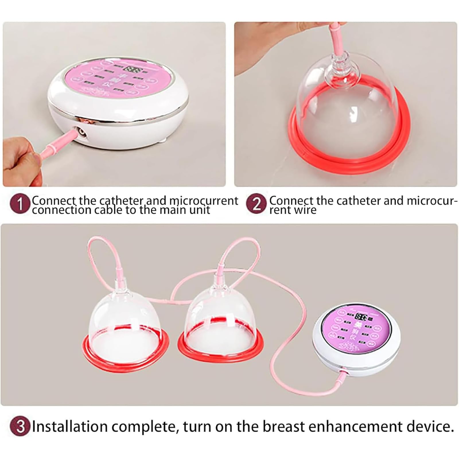 Appareil de Massage électrique pour Les Seins, Appareil d'agrandissement et d'embellissement de la Poitrine, Appareil de thérapie par Aspiration pour Les Seins Plats et tombants,B