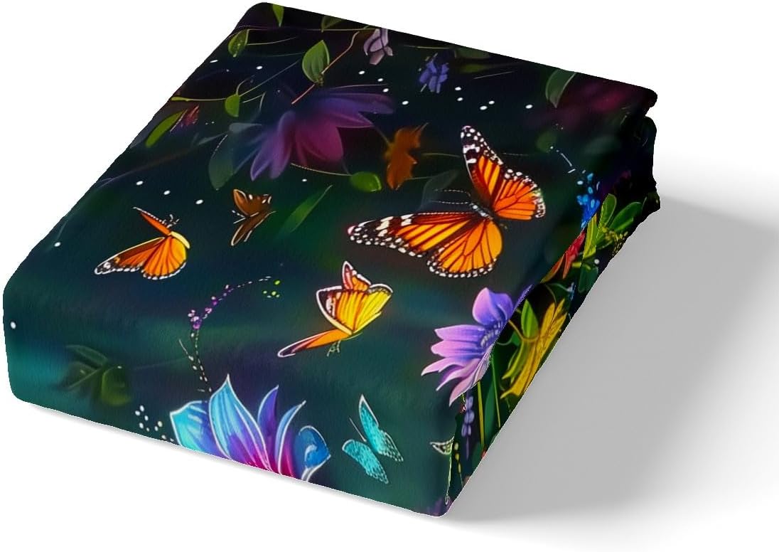 Manfei Book Flowers Duvet Cover Set Toddler,Magic Books Farmhouse Style Bedding Set,Blooming Flowers Butterfly Comforter Cover,Watercolor Jungle Reading Quilt Cover 2 Pcs,1 Pillowcase
