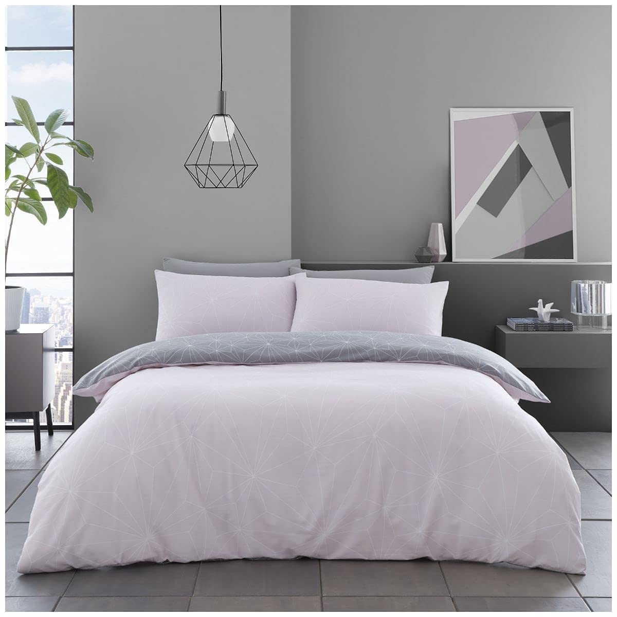 GC GAVENO CAVAILIA Luxury Reversible Duvet Cover, Soft & Cosy Quilt Set, Easy Care Bedding, Single, Polycotton, Blush Pink-Rex