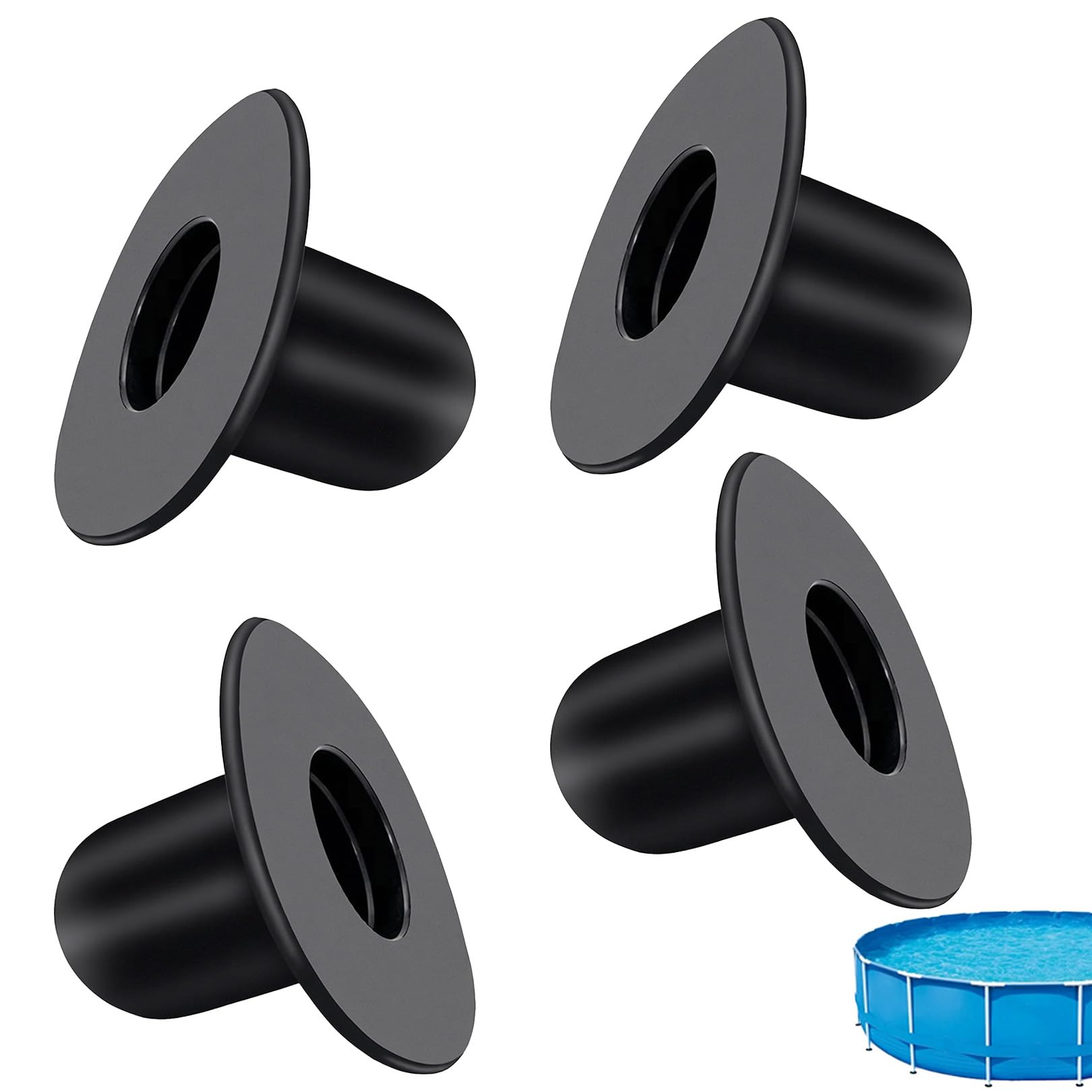 4Pcs Pool Wall Plug Replacement Parts,Swimming Pool Pump and Filter Kit,Hole Plug Stopper for Above Ground Pool Accessories,Pools Grounds Strainer Plugs Stoppers Compatible with Intex Bestway (Black)