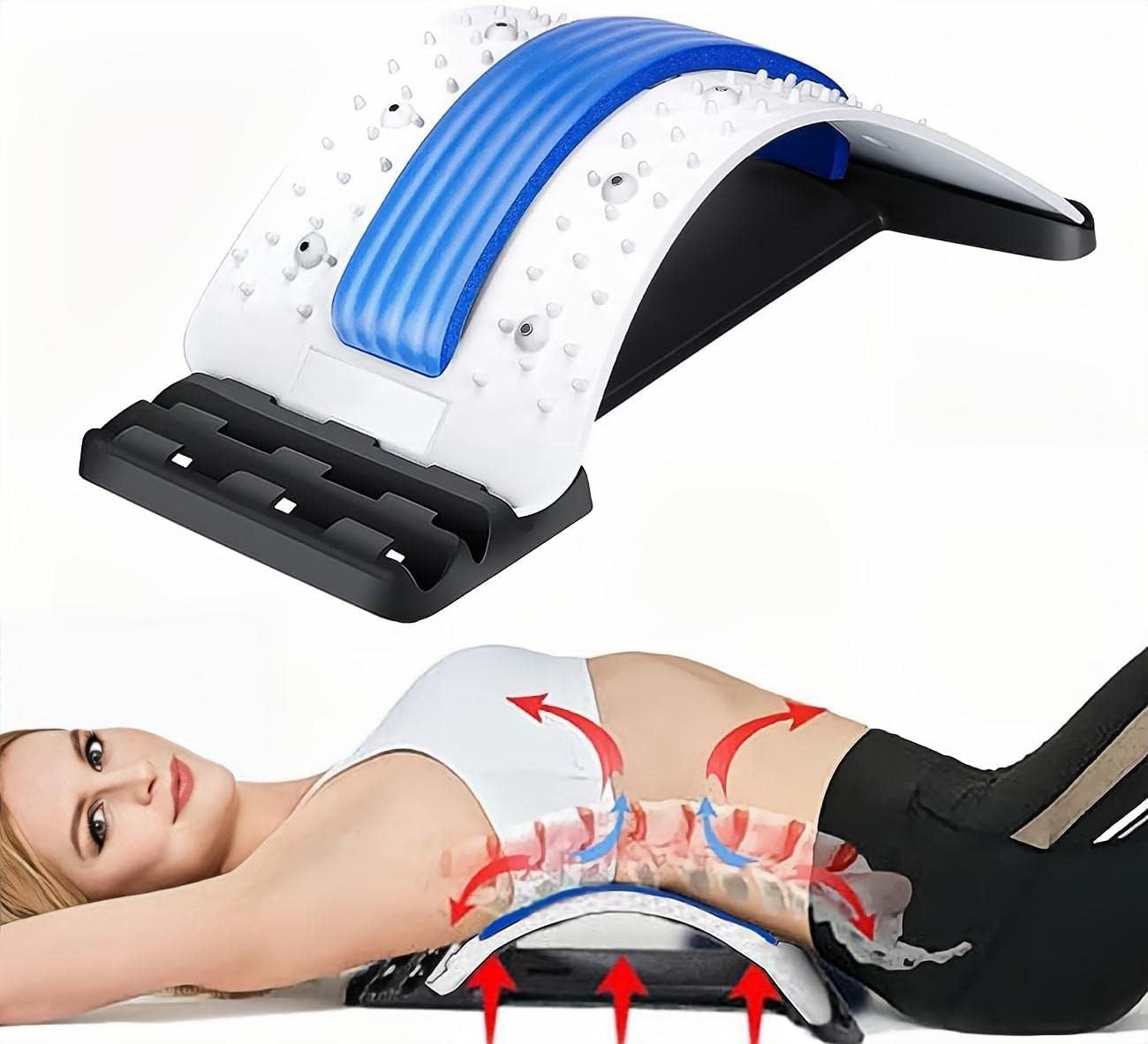 Back Stretcher, Lumbar Back Pain Relief Device, Multi-Level Back Massager Lumbar, Pain Relief for Herniated Disc, Sciatica, Scoliosis, Lower and Upper Back Stretcher Support