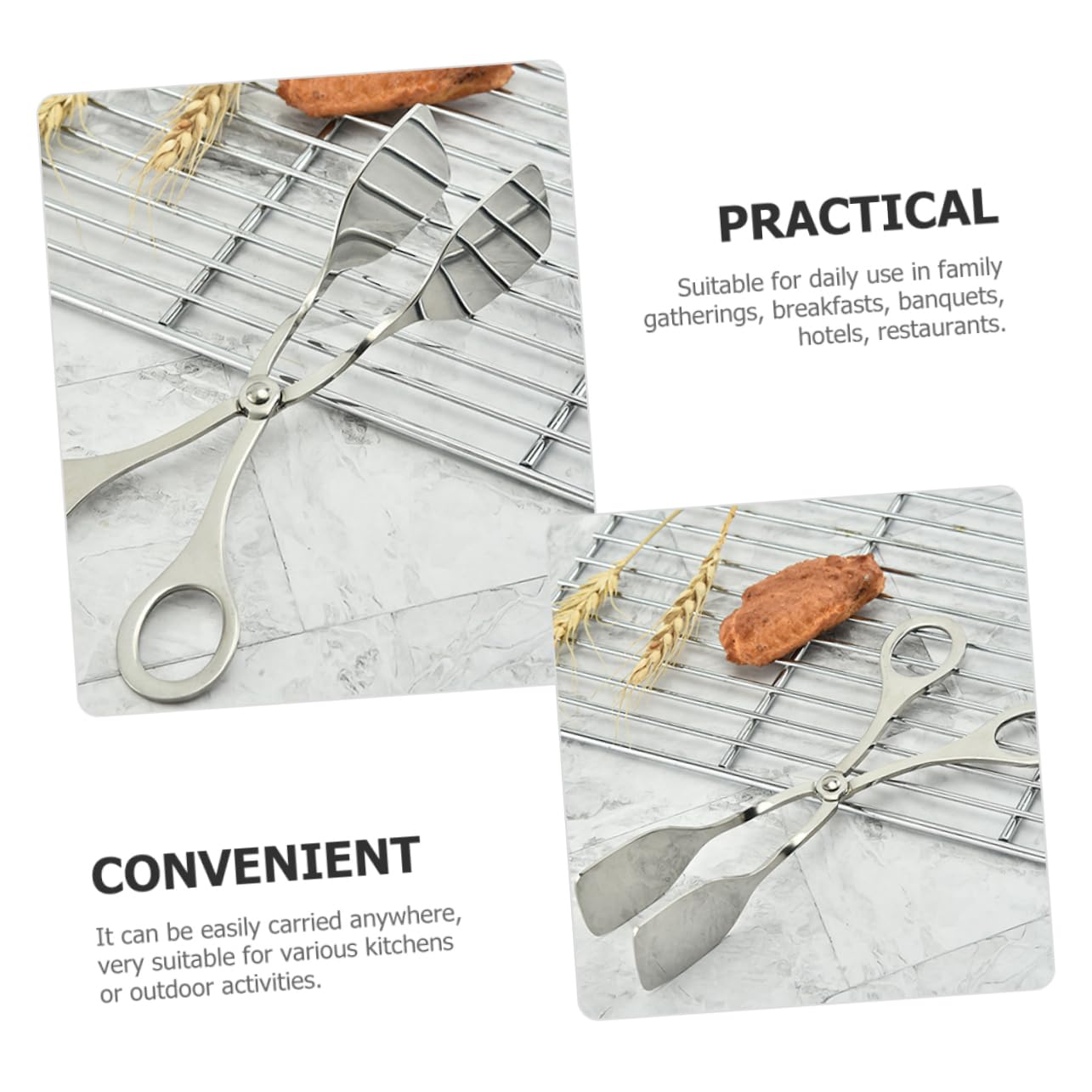 SUPVOX 3 Juegos Pinzas De Cocina Escaldado Colador Pinzas Para Pasta Tendedero De Cocina Servicio Pinzas De Ajo Estante Abrazadera Cocinando Embutido Silver Acero Inoxidable 2 Piezas * 3