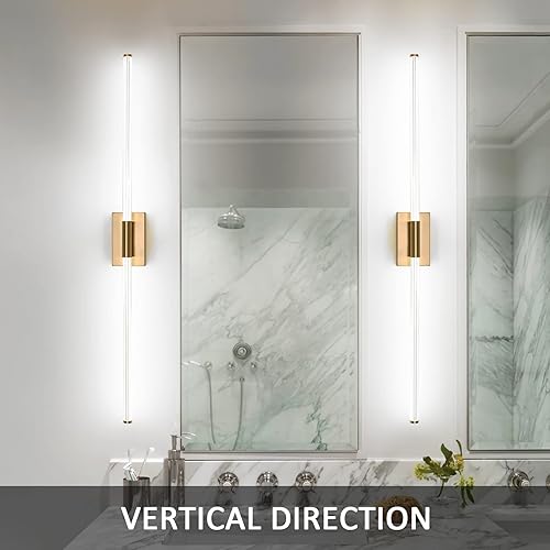 Miniatura 3 de Lámparas de tocador de baño, modernas lámparas LED de baño de 47.2 pulgadas 36 W, aplique de pared de latón para interiores, lámpara de pared