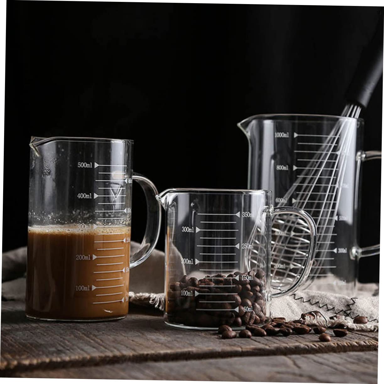 COLLBATH Lot De 3 Tasses À Mesurer De Capacité En Verre Gradué Tasses À Café Et Jus Design À Large Ouverture Pour Hôtel Et Restaurant