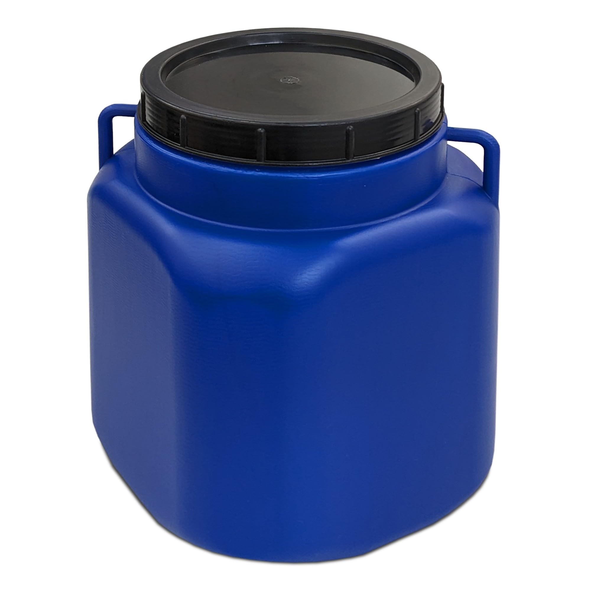 Plasteo® 50 L Baril à large ouverture avec couvercle et poignées, angulaire, bleu, adapté pour les aliments et sans BPA, contenant pour nourriture, baril en plastique, baril universel, baril avec
