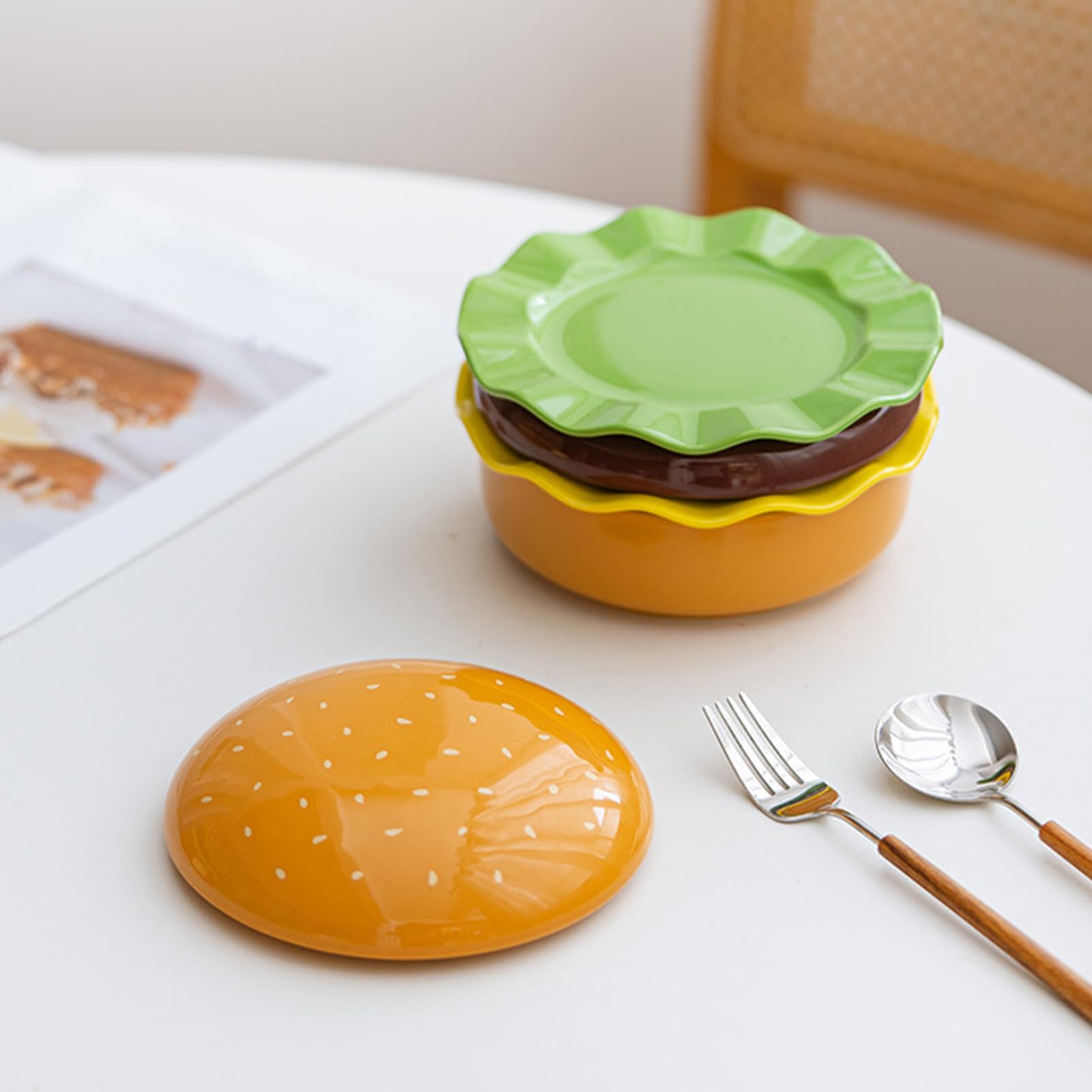 Talerze do burgerów Ceramiczne naczynia do mikrofali | Zestaw naczyń kuchennych, misek i talerzy Do domu, kuchni, mieszkania, na kemping, piknik, przyjęcie, urodziny, przekąski,