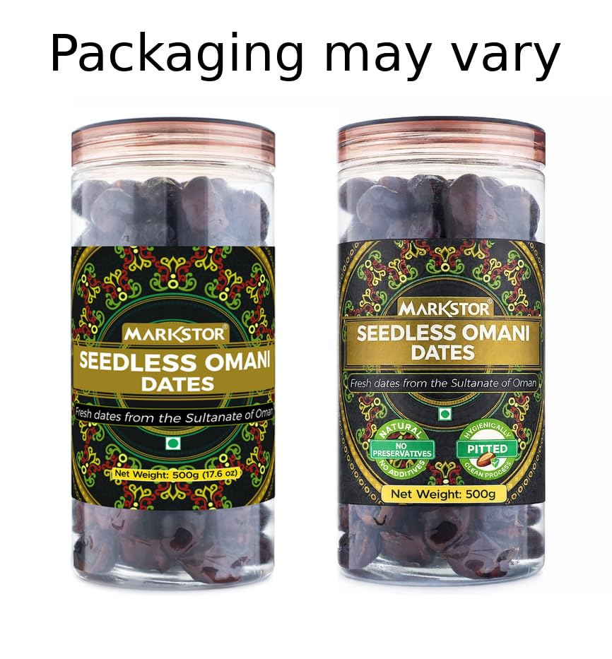 Image of MARKSTOR Seedless Omani Dates 1Kg Pack Offer (Khajoor /Khajur)|Premium Selection|[500G X 2]|No Cholesterol|No Added Sugar|Dates Dry Fruits,fresh