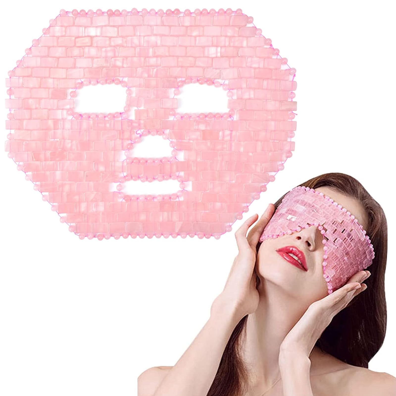 ideayard Rose Quartz Eye Mask Face Mask Cooling Jade Eye Mask 100 All Natural Crystal Eye Mask for