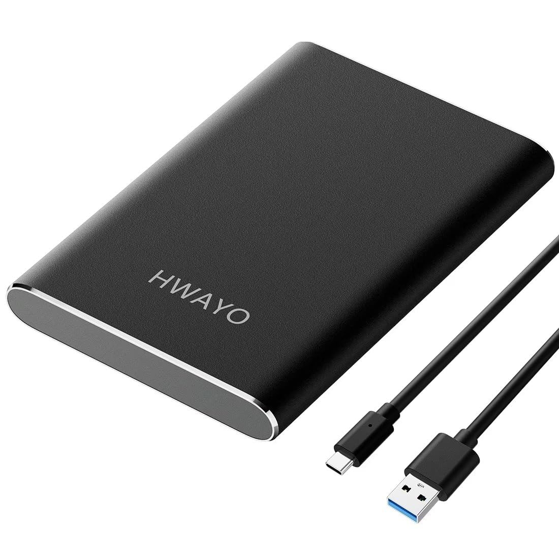 HWAYO Disque dur externe portable de 1,5 To, USB 3.1 Gen 1 Type C Ultra fin 2,5 '' HDD de stockage compatible avec PC, ordinateur de bureau, ordinateur portable, Mac, Xbox One (noir)
