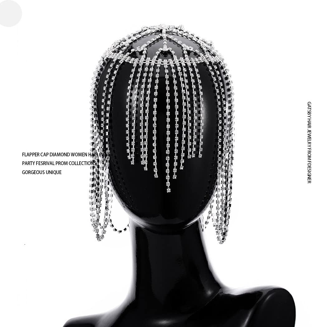 Rhinestone Headpieces Cap Vintage Crystal Head Chain Wedding Flapper Hair Jewelry Gatsby Women Hair Accessoris