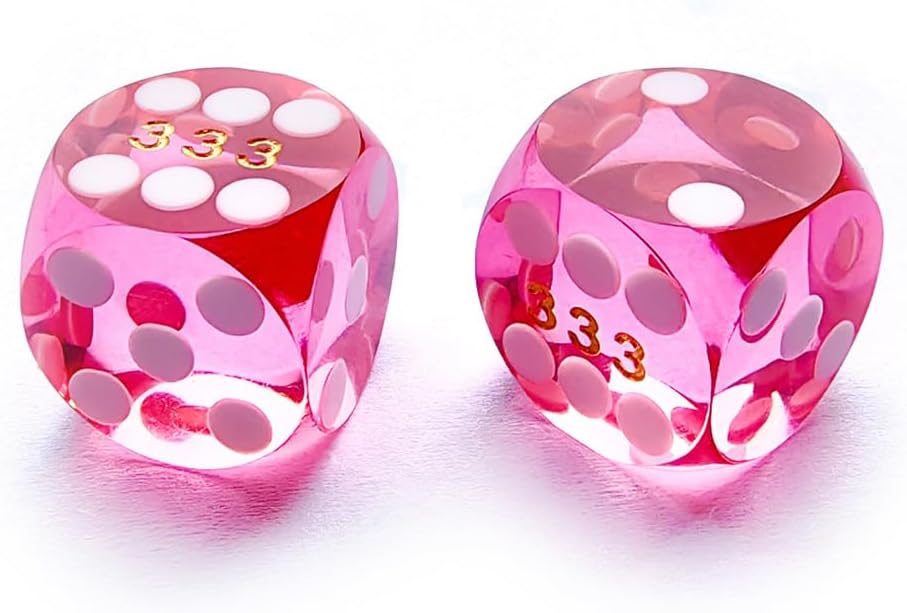 Bescon Dice Professional Small Precision Dice 12.7mm (1/2 inch) with Random Serial Number, Mini Precision Cut Dice 12.7MM Gem Pink