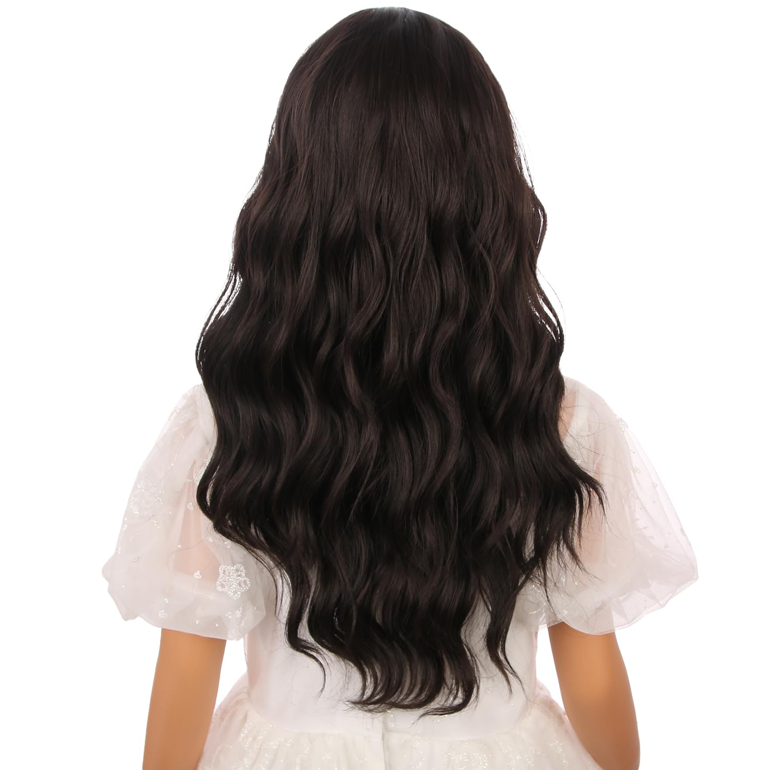 Kids Brown Wig Girls Long Curly Wavy Wig Brown Middle Part Child Wig Cosplay Wigs Synthetic Wigs