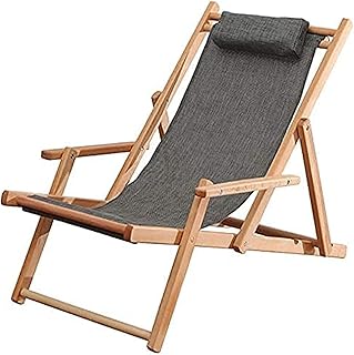 HZH Cadeiras dobráveis para ambientes externos Cadeira dobrável para ambientes externos de madeira maciça para praia Varanda Espreguiçadeira multifuncional (C)