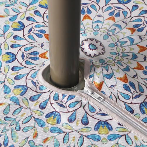 Image of EHouseHome Outdoor and Indoor 70inch Round Tablecloth with Umbrella Hole and Zipper, Waterproof Zippered Patio Table Cloths, Spring /Summer Table Covers for Backyard Circular Table /BBQs /Picnic