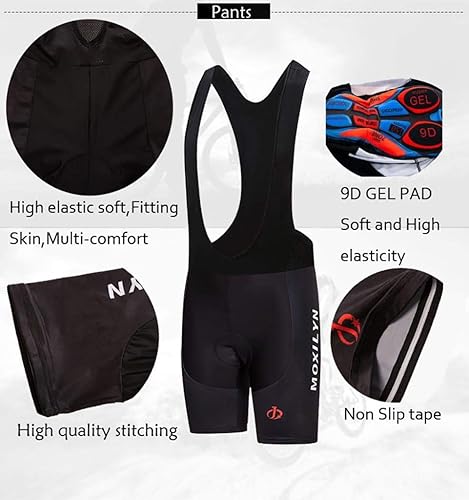 Miniatura 2 de MOXILYN Pantalones cortos de ciclismo para hombre, mallas de ciclismo transpirables UPF 50+, compresión acolchada 9D, excelente rendimiento