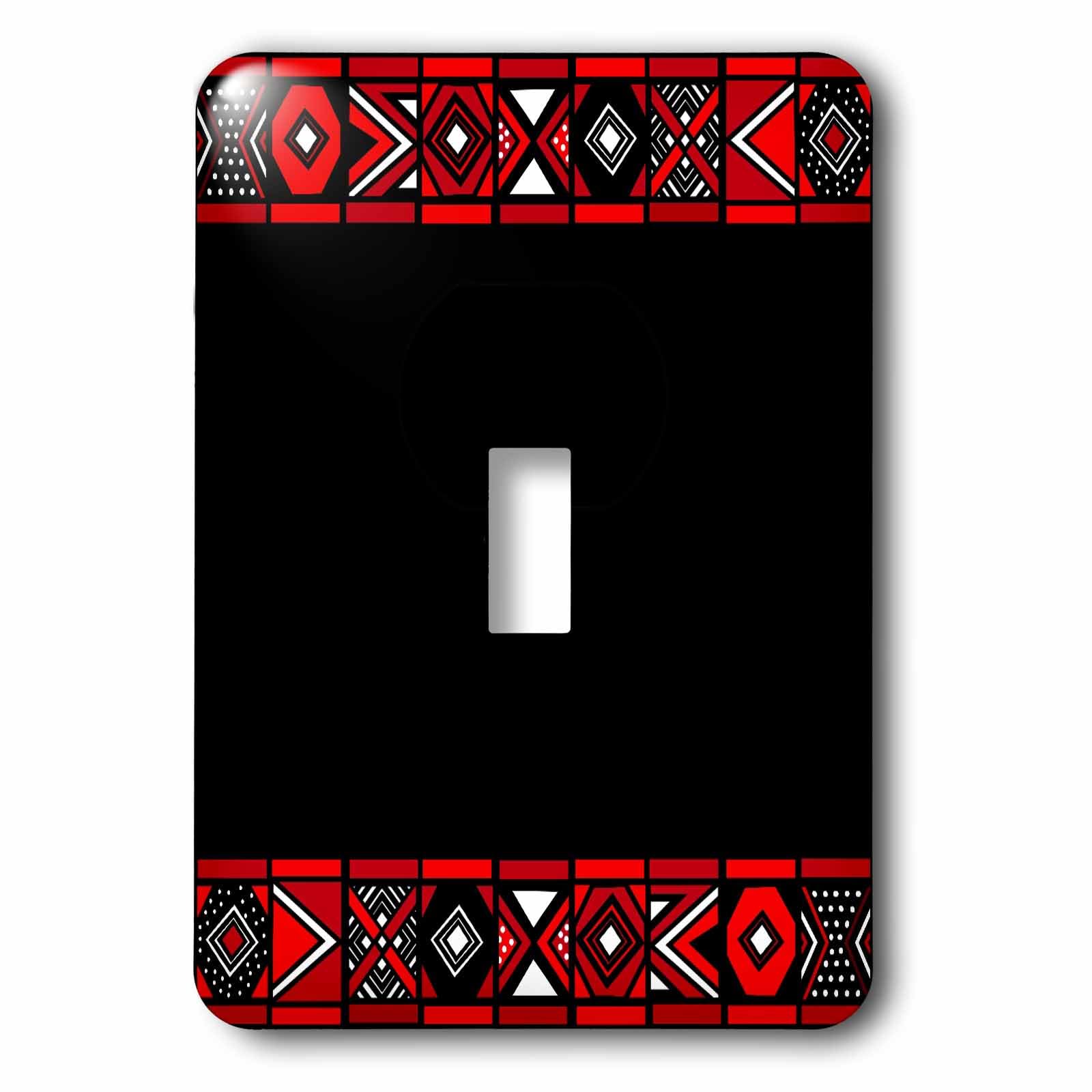 Motif africain rouge et noir contrasté sur l'interrupteur à bascule simple 3dRose