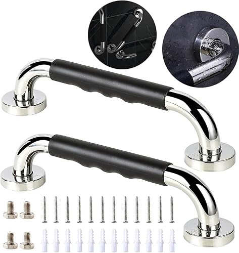 Miniatura 1 de Barras de agarre de ducha para baño de 16 pulgadas, mango de ducha de acero inoxidable SUS304 para bañera con agarre de goma antideslizante, barras