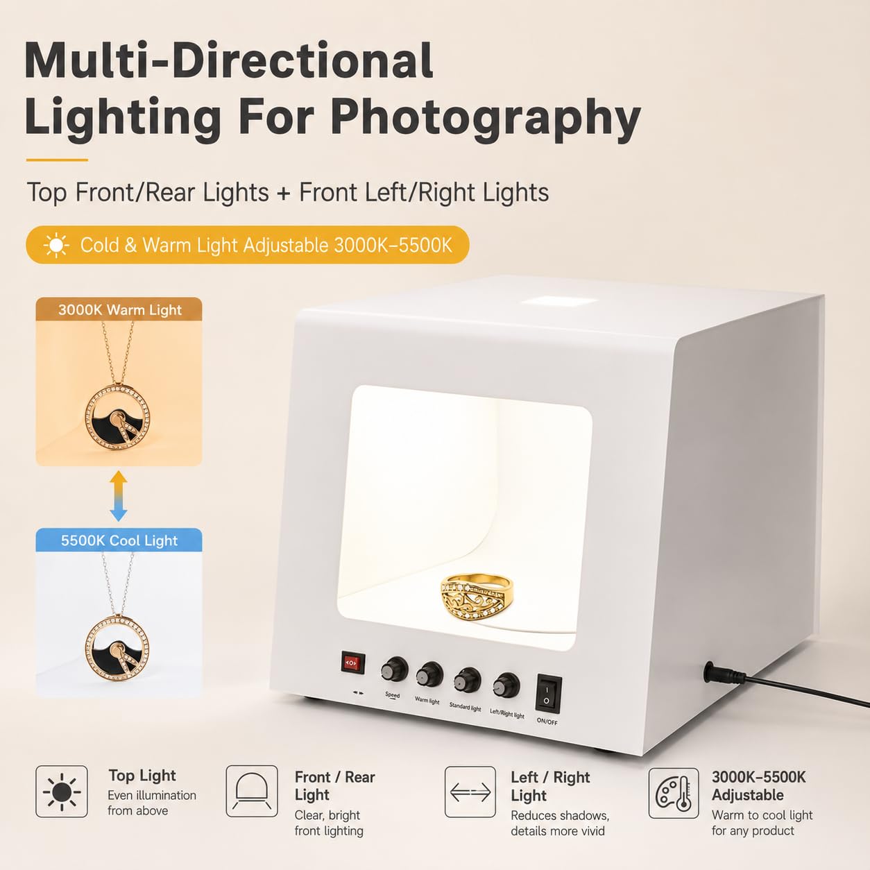 Mini szkatułka oświetleniowa do studia fotograficznego z obrotnicą, ściemniana lampa LED Softbox do fotografowania małych przedmiotów (TB30)