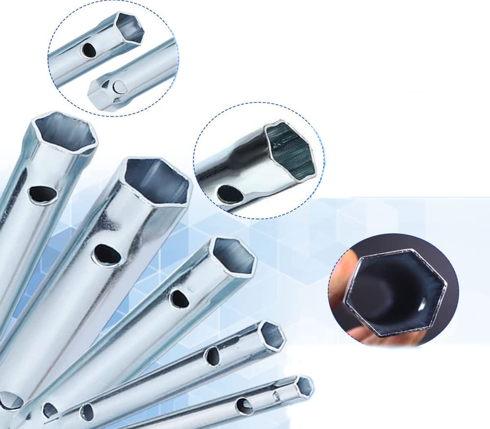 CLICLED Set Chiavi a Tubo 6-22mm Esagonali 10pz Chiavini Tubolari Leva a T Idraulica