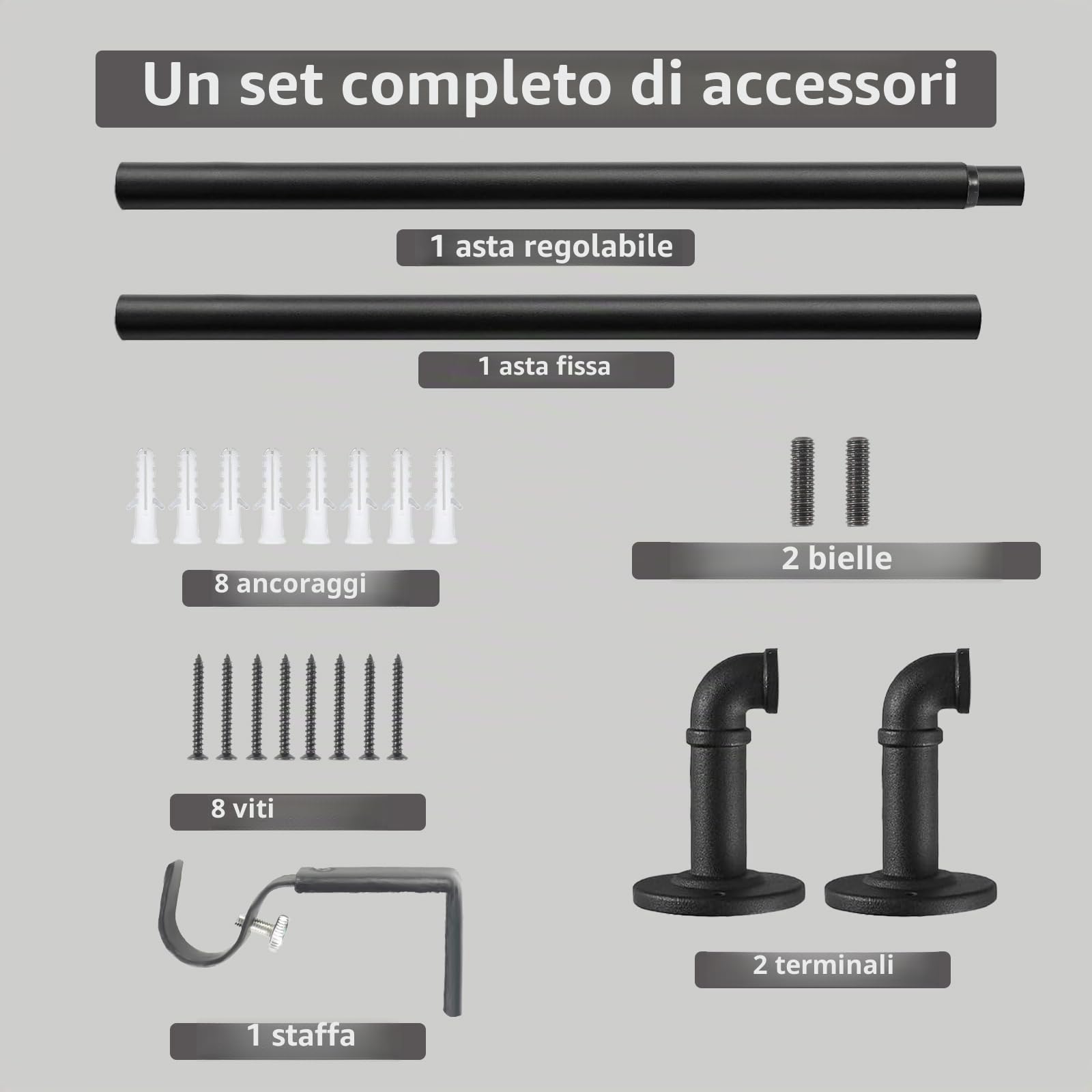 Bastone per Tende Industriale, Bastoni per Tende Estensibili，Bastone Tenda possono essere Installate su Soffitti o Pareti，Dimensioni Regolabili 122-218cm.
