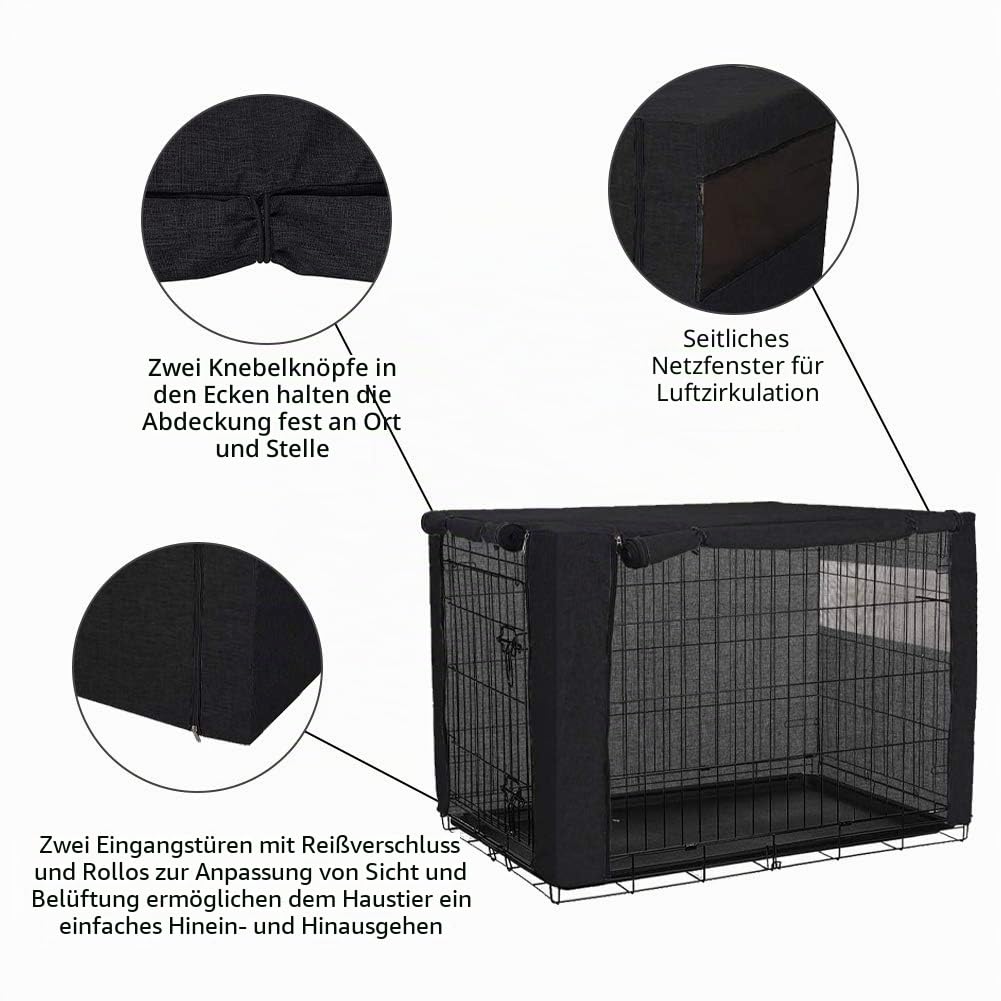 Hundekäfig-Abdeckung für Drahtkäfige, strapazierfähiges Polyester, Winddicht (Nur Abdeckung, 124,5 x 78,7 x 81,3 cm)