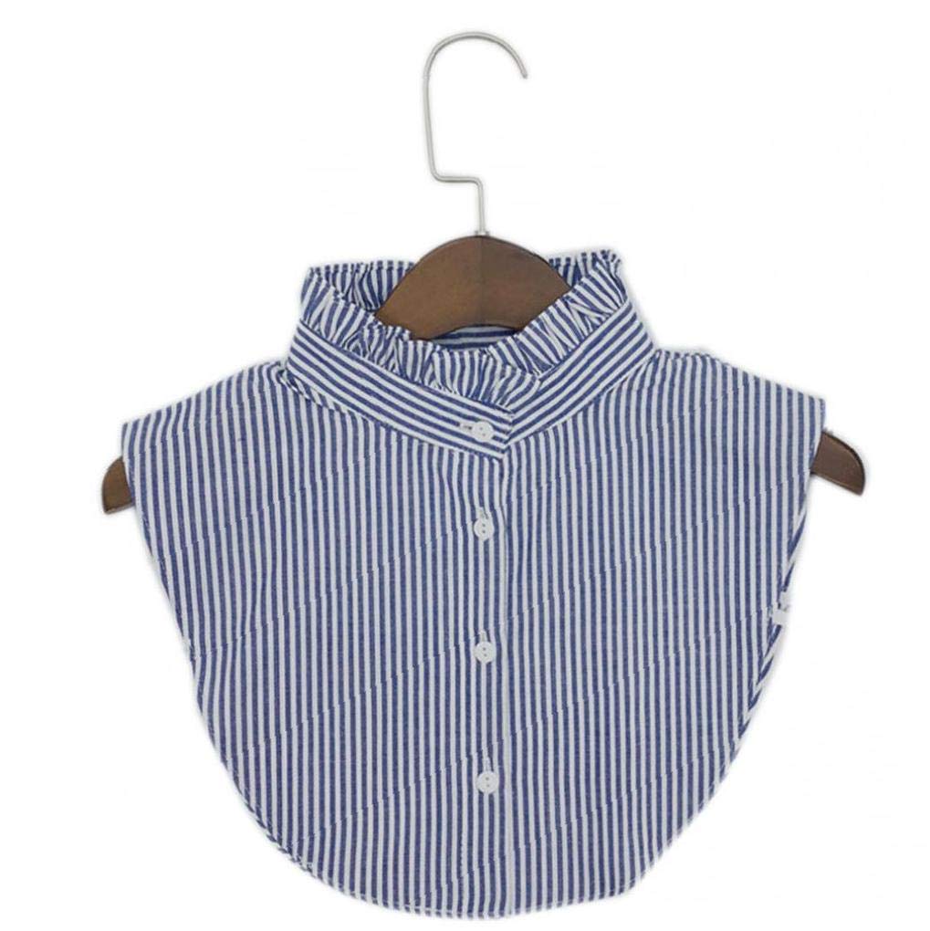 Hotaden Women Stripe Denim Lace Collar Shirt Fake Collar Tie Vintage Detachable Collar False Collar Lapel Blouse Top