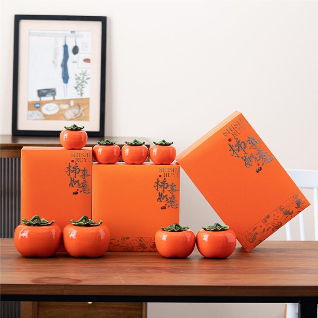 Pojemnik na cukier luzem pojemnik do przechowywania herbaty słoik ceramiczny kreatywny cukierki Persimmon Cukierki Zapieczętowany słoik Chińska herbata Pudełko na prezent Pojemnik na herbatę (duża
