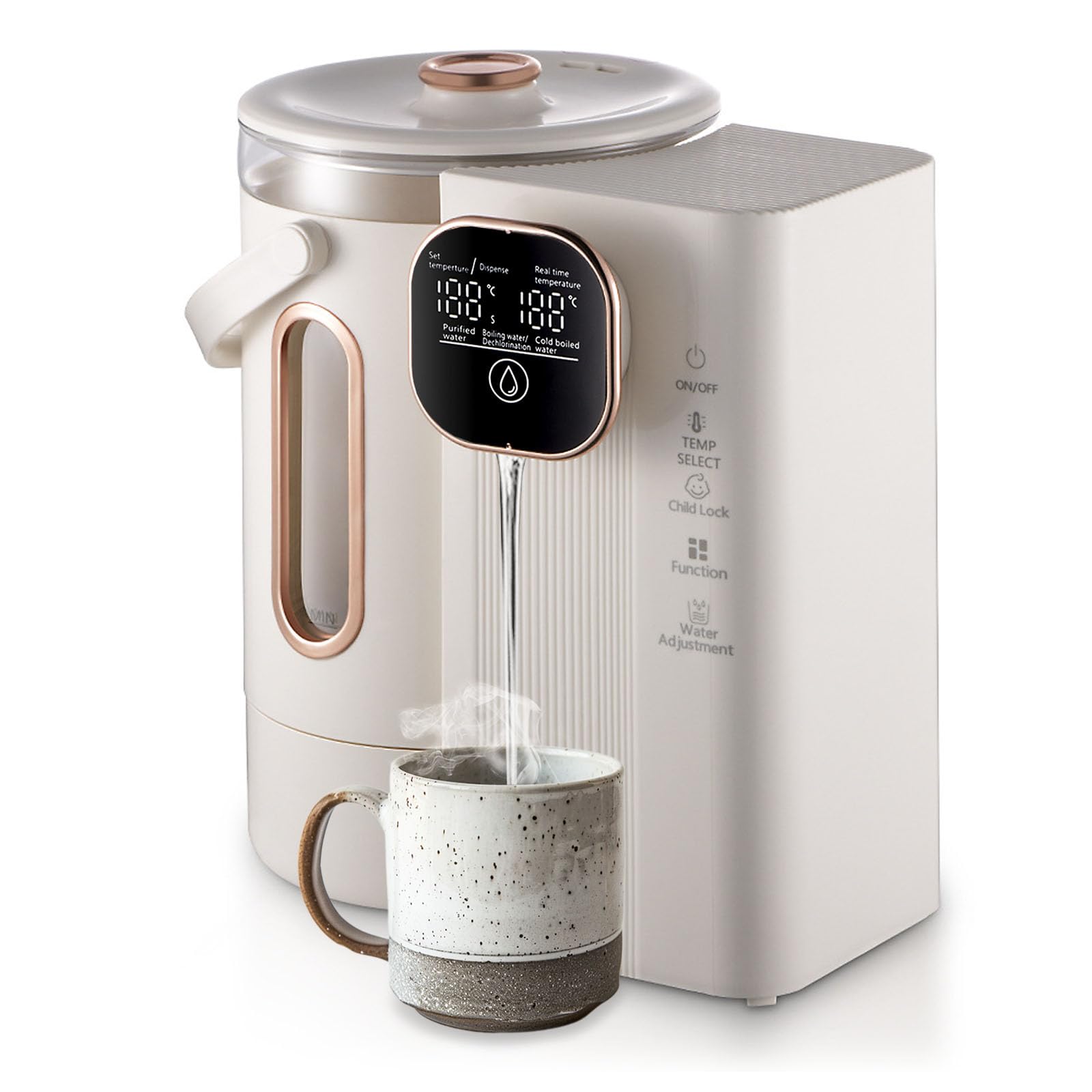 Dispensador de Agua Caliente, Enfriador de Agua con Control de Temperatura Dispensador Agua Electrico de Acero Inoxidable de 3L 800W con llave de Bloqueo para Hogar Oficina y Autocaravana