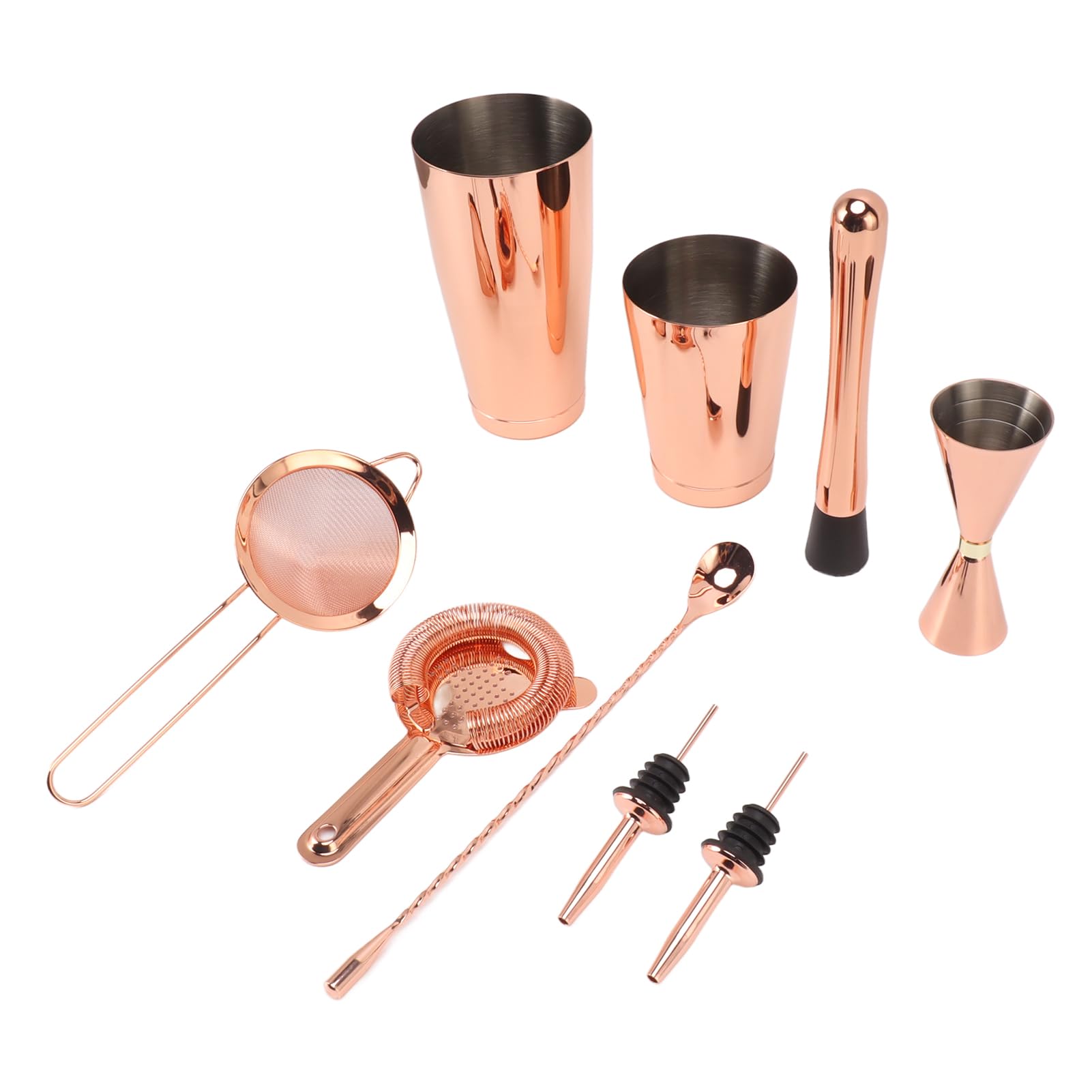 Kit Bartender Acero Inoxidable 9 Piezas |Juego de coctelera Boston para cócteles/Bebidas Mixtas/Bebidas Calientes |Mezclador Fuerte Que Mantiene Las Bebidas frías o Calientes por (Tipo A)