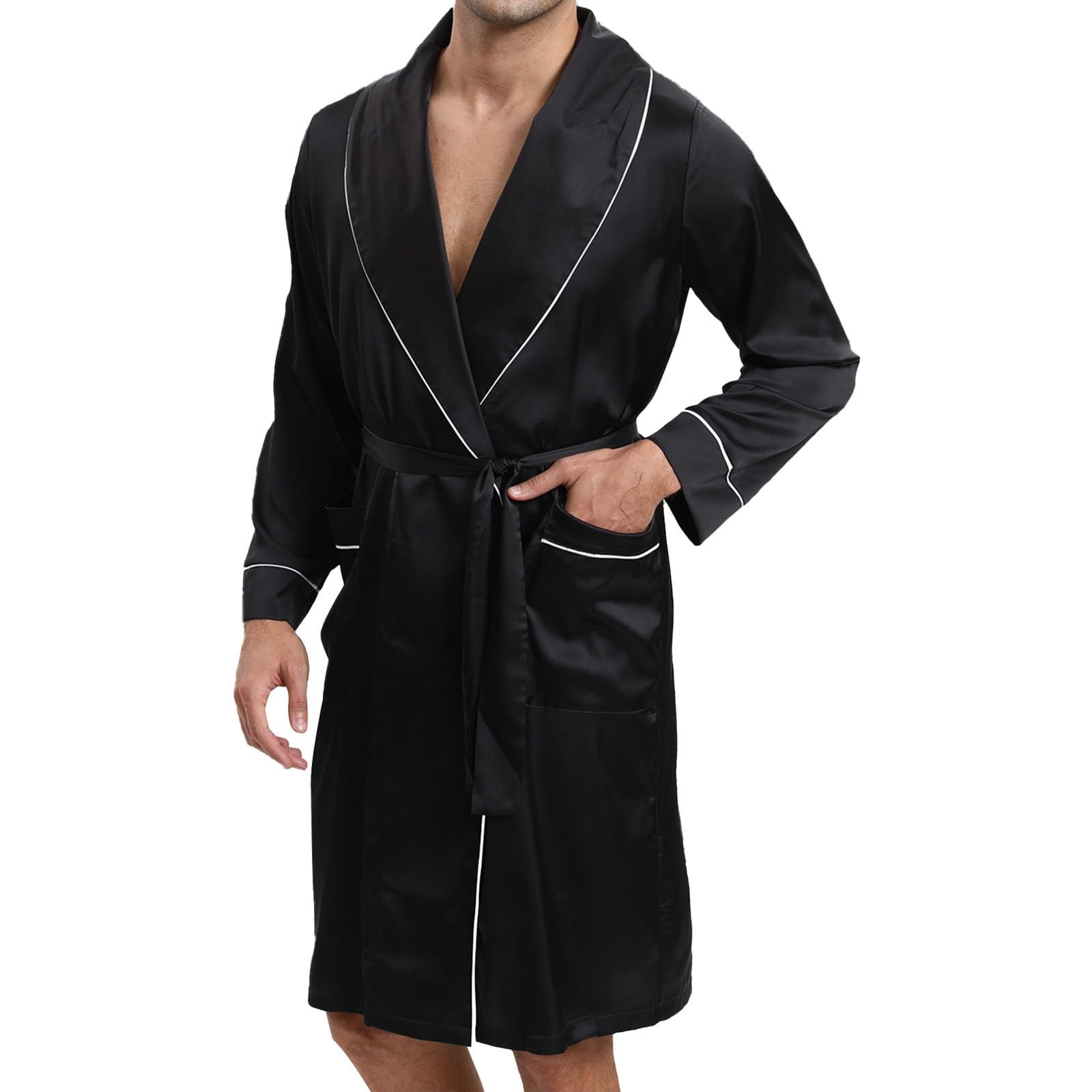 Ensemble de pyjama 2 pièces pour homme - Peignoir court + vêtements de nuit - Kimono d'été - Pyjama sexy et léger - Short court - Léger et doux
