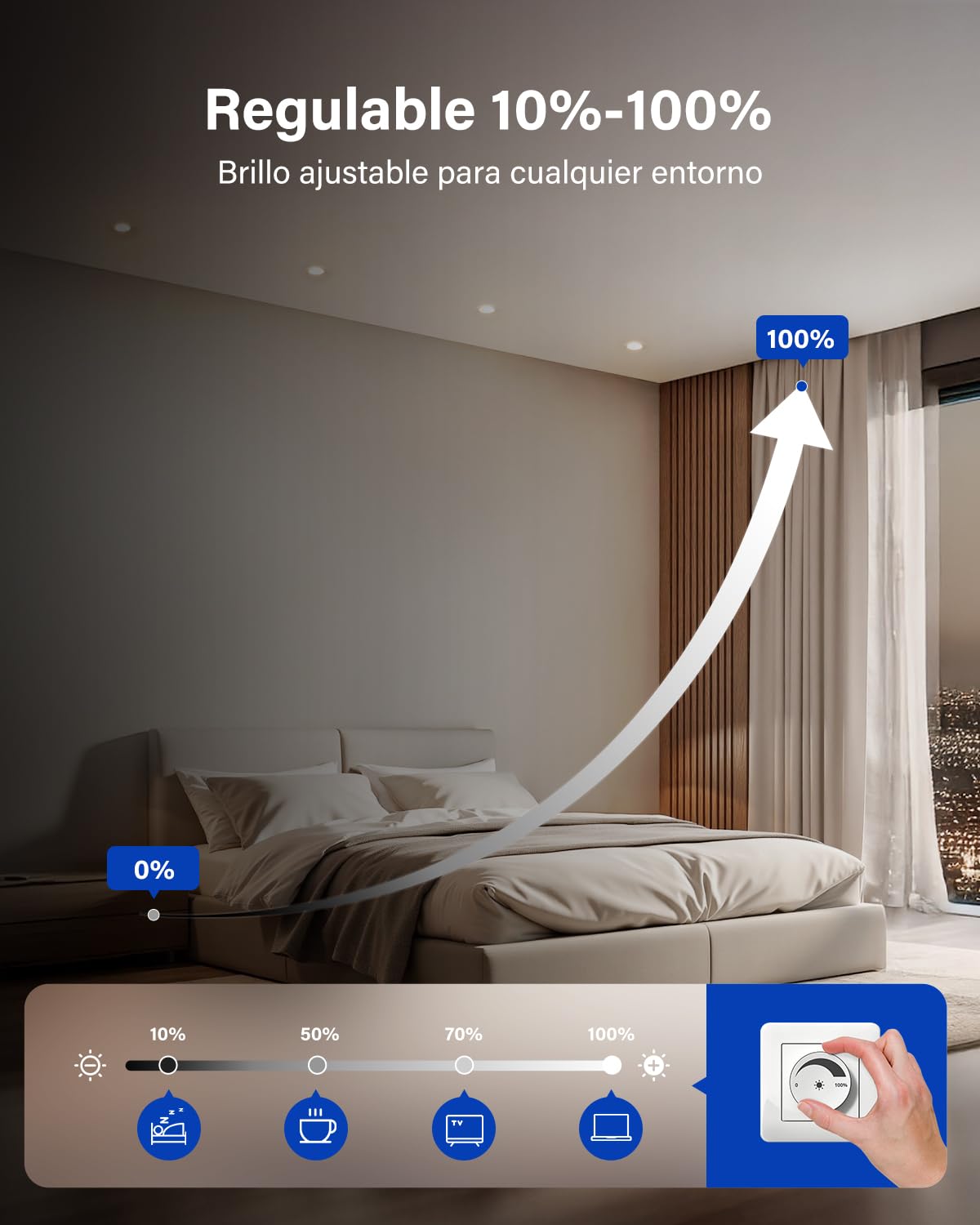 Leselux 5W Foco Empotrable Regulable 3CCT IP44, Agujero 65-80mm, Pack 20 | Blanco Cálido 3000K Blanco Natural 4000K Blanco Frio 6000K, Focos LED Interior Techo Blanco para Baño Salón Cocina