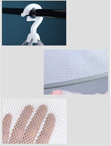 Miniatura 5 de JTB Estante de secado de flores, secadora de ropa de malla potable, de doble capa para colgar suéter de secado de malla plegable para colgar ropa de