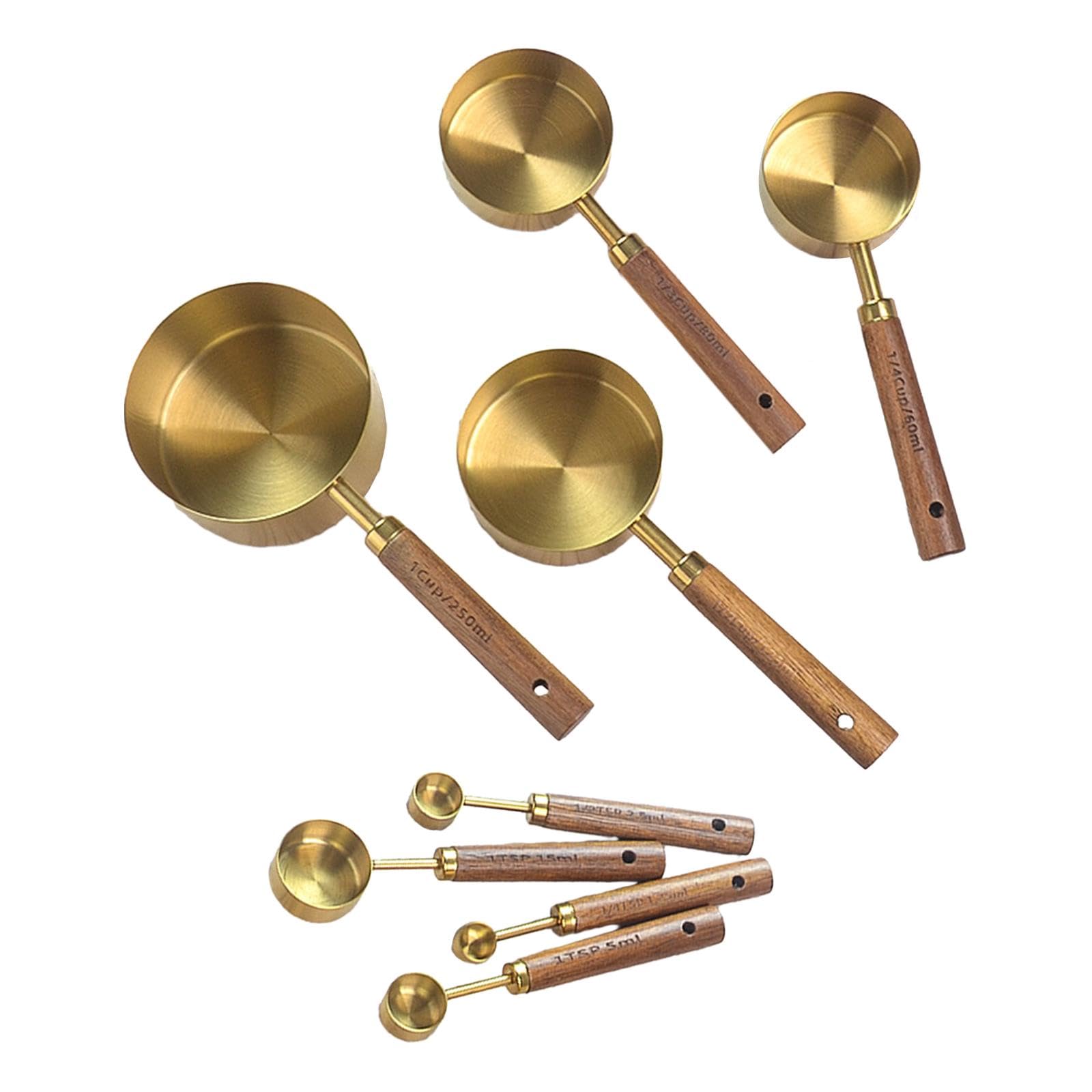 Juego de 8 Tazas Medidoras, Cucharas Y Utensilios de Medición de Acero Inoxidable para Agua, Leche Y Sopa.