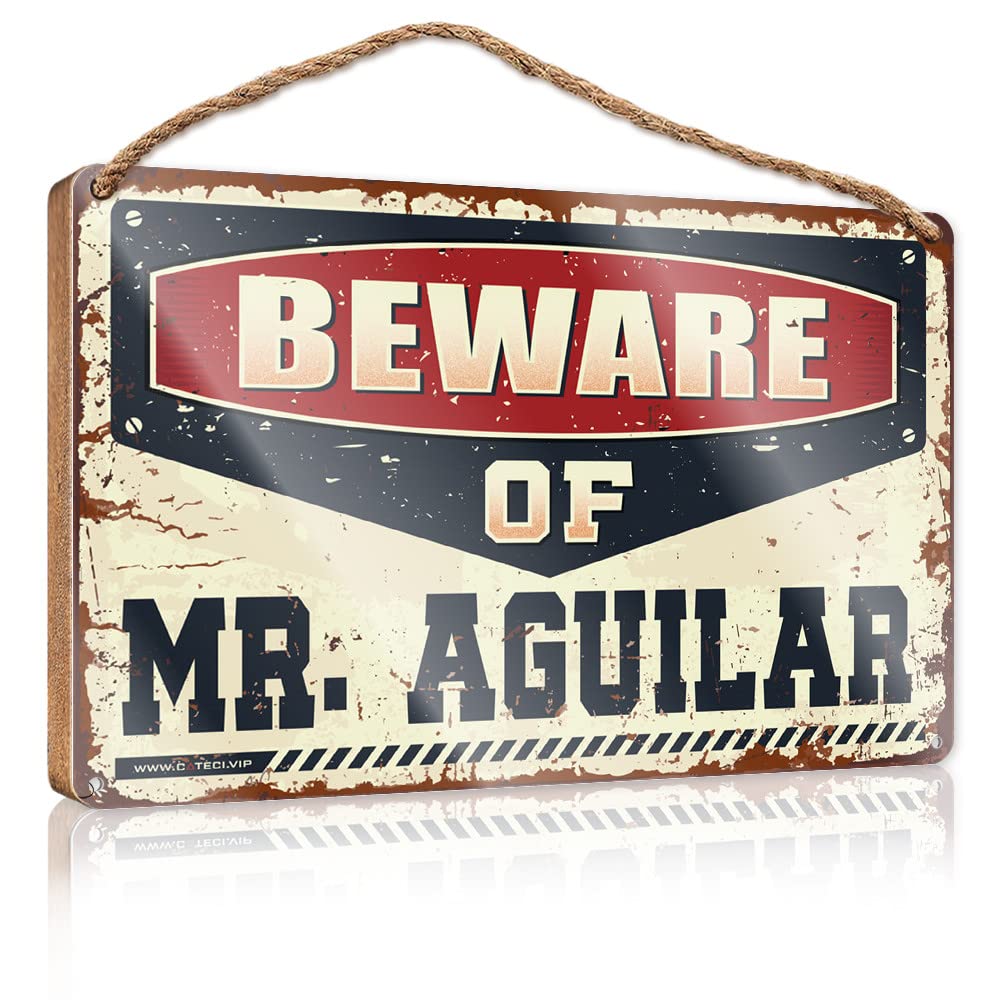 Dtha One Color Farm Hanging Door Sign Beware Of Mr. Aguilar Wooden Sign Work From Home Door Sign Signs For Home Decor(20X30cm)